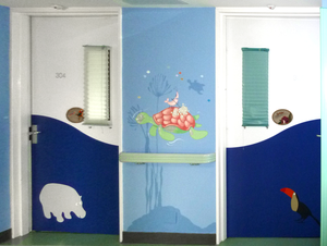 Protection murale : protection porte dessin par inclusion ANDAMIA protection murale protection portes dessins pédiatrie