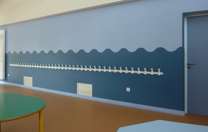 Protection murale : réfectoire protection décor ondes ANDAMIA protection murale réfectoire avec ondes
